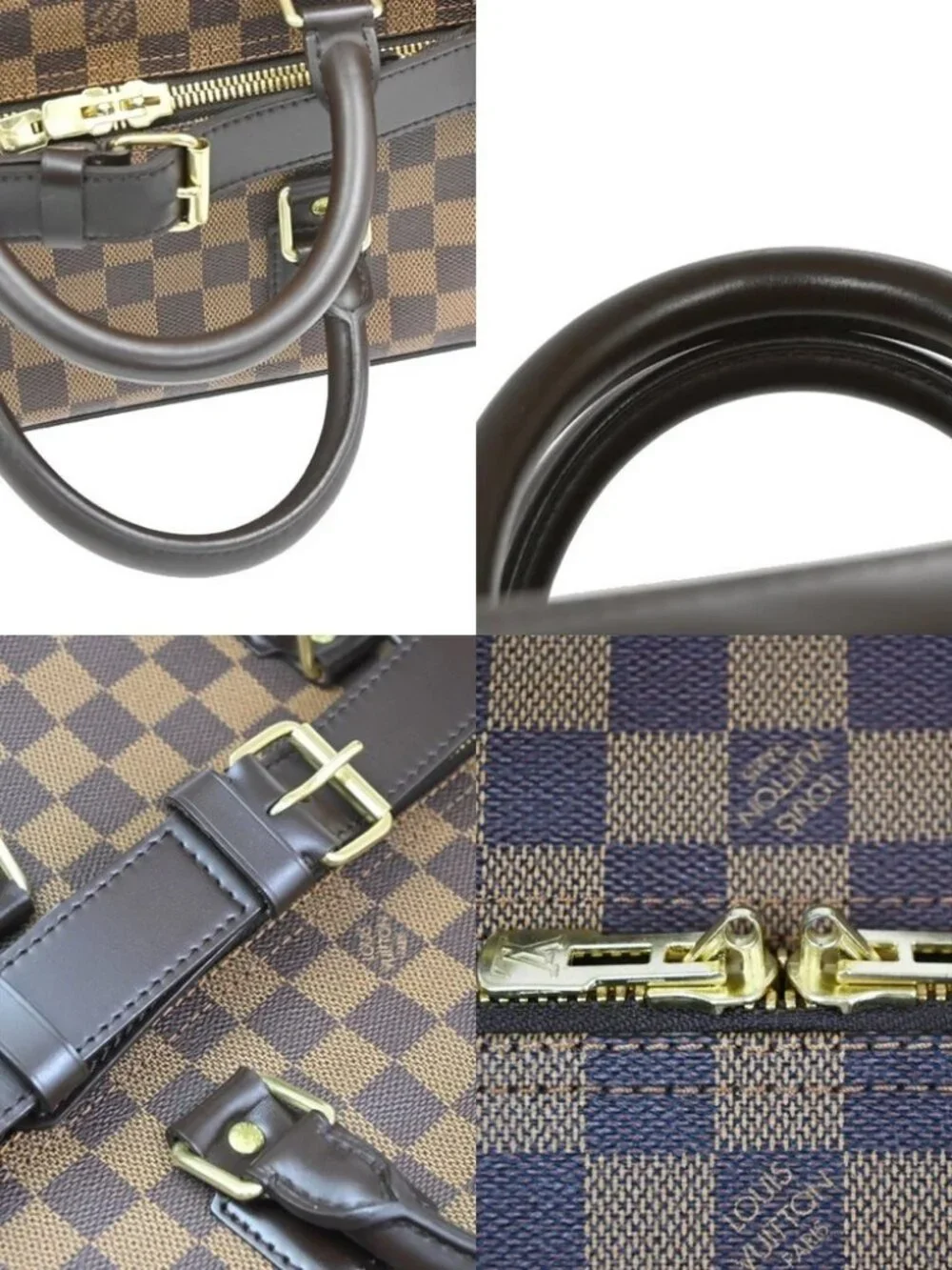 LOUIS VUITTON Grimaud Travel Hand Bag Damier Ebene Leather Brown
